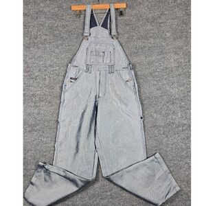 Vibes Silver Denim Overalls‎ Bib Pants Medium Silver Color